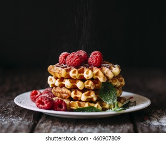 Belgian Waffles With Raspberries