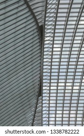 Liège, Belgium - 06 23 2017: Beautiful Architecture From The Liège-Guillemins Railway Station. The Design Is From Architect Santiago Calatrava