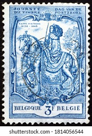 BELGIUM - CIRCA 1960: A Stamp Printed In Belgium Shows Alexandrine De Rye, Countess Of Taxis, Was Grand Mistress Of The Netherlands Post, Painting By Nicholas Van Der Eggermans, Circa 1960