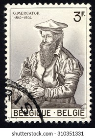 BELGIUM - CIRCA 1962: Stamp Printed By Belgium, Shows Gerardus Mercator (1512-1594), Circa 1962