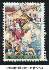 BELGIUM - CIRCA 1967: Stamp Printed By Belgium, Shows Caesar Crossing Rubicon, Circa 1967