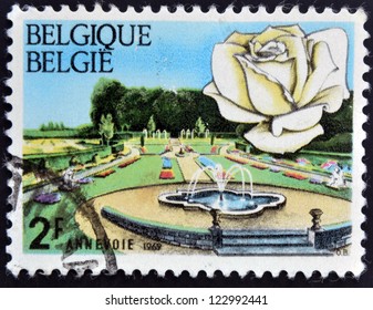 BELGIUM - CIRCA 1969: A stamp printed in Belgium shows Annevoie gardens, circa 1969