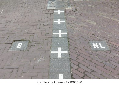 Belgium And Niederlande Border In Baarle Nassau Town