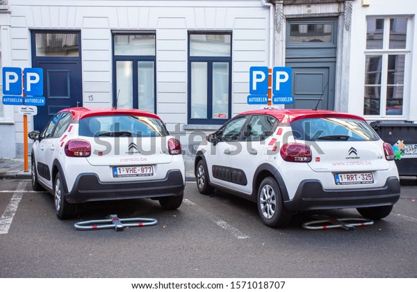BELGIUM-NOVEMBER,2019:Electric car sharing from\
the cambio-group is one of the three largest car sharing companies\
in Germany and Belgium has over provides more than 1,700 vehicles\
at 600\
stations.