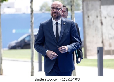Belgium's Prime Minister Charles Michel Arrives For The 1st Day Of A NATO Summit In Brussels, Belgium, July 11, 2018.