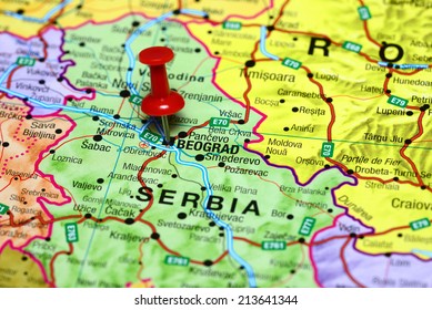 Belgrade Pinned On A Map Of Europe