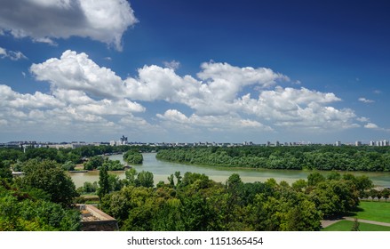 Belgrade, Sava And Danube Rivers Confluence, Great War Island On A Beautiful Summer Day