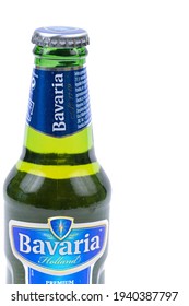 Belgrade, Serbia - 1.1.2021. - Bavaria Beer Bottle Isolated Above White Background.