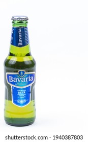 Belgrade, Serbia - 1.1.2021. - Bavaria Beer Bottle Isolated Above White Background.