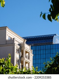 Belgrade, Serbia, 12 May 2022: Old And New Building, Contrast Concept 