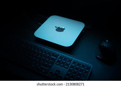 Belgrade, Serbia - 25 February 2022 : Apple Mac Mini M1 Computer. 
