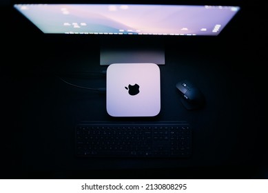 Belgrade, Serbia - 25 February 2022 : Apple Mac Mini M1 Computer. 
