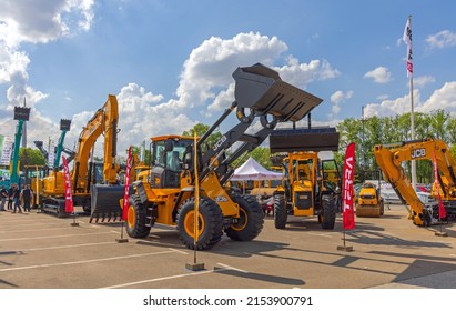 Belgrade, Serbia - April 27, 2022: Famous British Manufacturer of Construction Equipment Jcb Loaders at Trade Expo Fair.