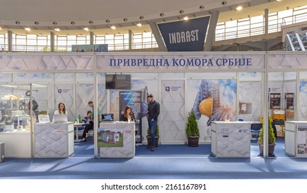 Belgrade, Serbia - April 27, 2022: Chamber Of Commerce Serbian Government Institution And Industry At Construction Fair Trade Show Event In Expo Hall.