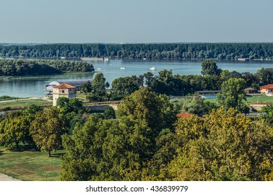 Belgrade, Serbia - August 29, 2015. Danube River And Great War Island Seen From Belgrade Fortress