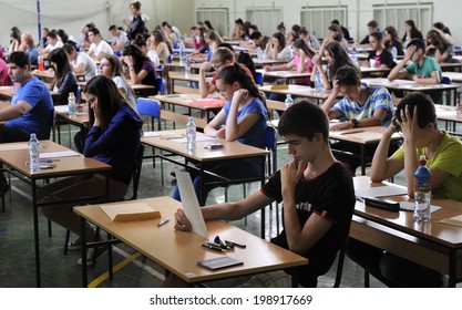 BELGRADE, SERBIA - CIRCA JUNE 2014: Adults take exam for high school, circa June 2014 in Belgrade.
