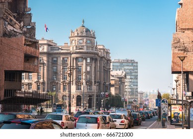 Belgrade, Serbia – CIRCA October 2015: Nemanjina Street In Downtown Belgrade