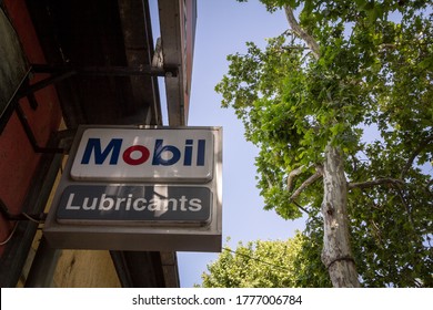 BELGRADE, SERBIA - JUNE 30, 2019: Mobil Lubricants And Oil Logo On A Retailer In Serbia. Mobil Is A Brand Of Motor Oil And Lubricants For Automobile And Motorbikes Spread Worldwide.

