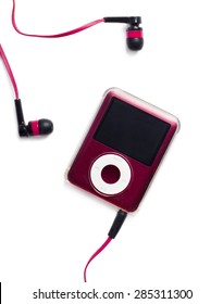 Belgrade, SERBIA - March 20, 2014: IPod Nano isolated on white background with earphones.