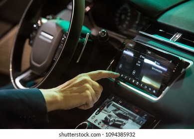 Belgrade, Serbia - March 22, 2018: Using navigation system on dashboard of modern car - Shutterstock ID 1094385932