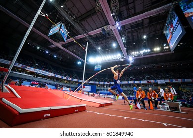 BELGRADE, SERBIA - MARCH 3-5, 2017: Pole Vault Ivan Horvat, European Athletics Indoor Championships In Belgrade, Serbia