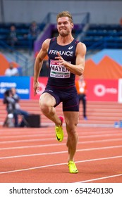 BELGRADE, SERBIA - MARCH 3-5, 2017: Man 60m Heptathlon, MAYER Kevin, European Athletics Indoor Championships In Belgrade, Serbia