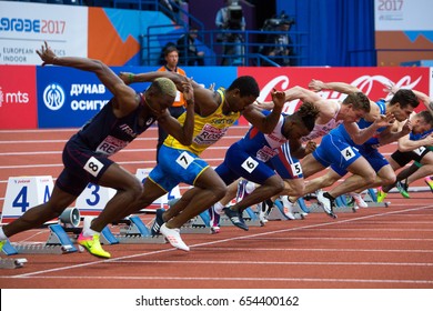 BELGRADE, SERBIA - MARCH 3-5, 2017: Man 60m, European Athletics Indoor Championships In Belgrade, Serbia