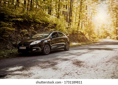 Belgrade, Serbia - May 12 2020 : Fiat Bravo 1.9 Multijet On Forest Road.