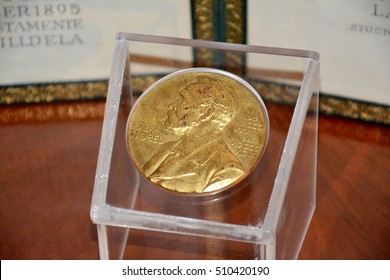 Belgrade, Serbia. October 7th 2016 - Alfred Nobel On The Nobel Prize Medal From 1961 Year