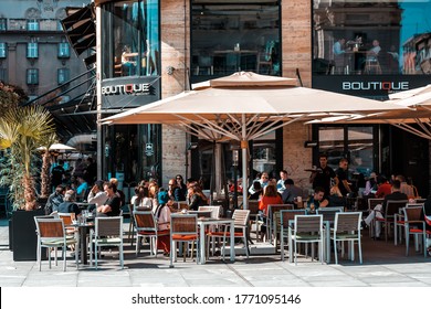 Belgrade, Serbia- September 05, 2019: Cafe Terrace At Knez Mihailova Street