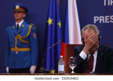 Belgrade, Serbia - September 11. 2019. - Czech President Milos Zeman During Press Conference In Belgrade, Serbia