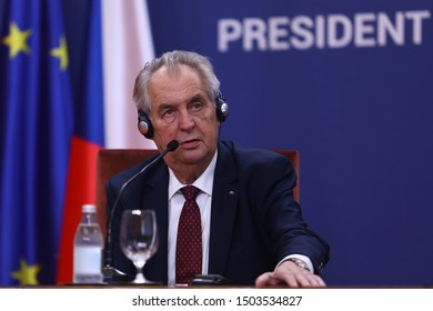 Belgrade, Serbia - September 11. 2019. - Czech President Milos Zeman During Press Conference In Belgrade, Serbia