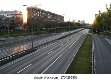 Belgrade/Serbia 04.15.2020.
Empty Highway In Belgrade After The Lockdown And Curfew For The Prevention Of The Pandemic Corona Virus Outbreak COVID-19