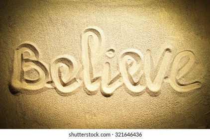 Believe Word On Sand