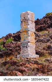 Belitres, Spain - August 3, 2014: The Francoist Monolith Of Belitres Mountain Pass, On The Border Between France And Spain