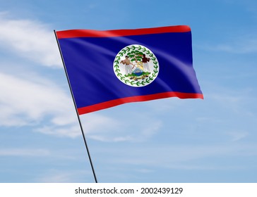 Belize flag flying high in the sky Belize independence day world national flag collection