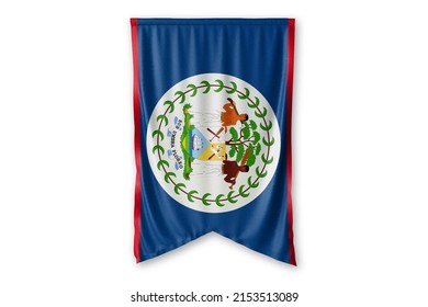 Belize flag hang on a white wall background. - image.