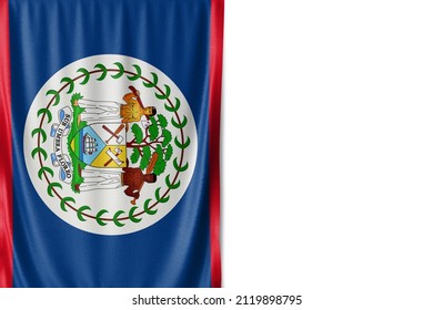 Belize flag isolated on white background. Close up of the Belize flag. flag symbols of Belizean.