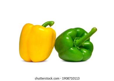 bell pepper Green and yellow isolated on white background