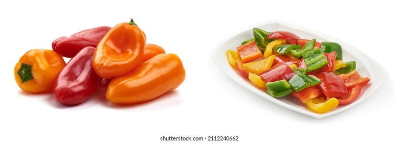 Bell Pepper Mix, Stir Fry Vegetables, Bbq, Isolated On White Background