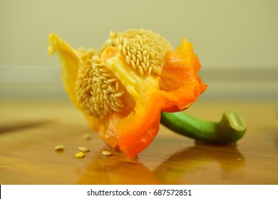 Bell Pepper Seeds Close Up