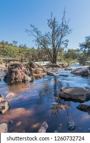 Bell Rapids Of The Swan And Avon River Intersection With Lush Flora And Rocky Riverbed In The Swan Valley In Western Australia.
