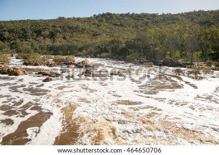 The Bell Rapids where the Avon and Swan River meet in Brigadoon in the Swan Valley region in Western Australia/Bell Rapids: Foamy White Water/Brigadoon, Swan Valley Region, Western Australia