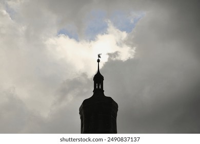 bell tower, church, against the sky, bottom view, church silhouette, architecture, brick lore, religion, old building, vintage, clock tower, silhouette - Powered by Shutterstock