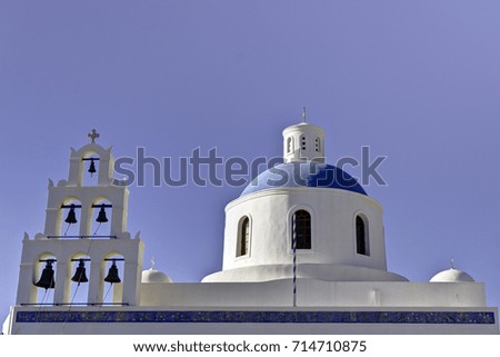 Similar – Image, Stock Photo Chapel with view on Santorini