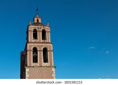 Bell Tower Of A Mexican Church In Tequiquiapan.