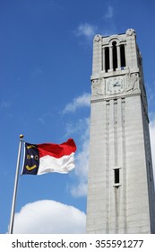 Bell Tower And North Carolina State Flag