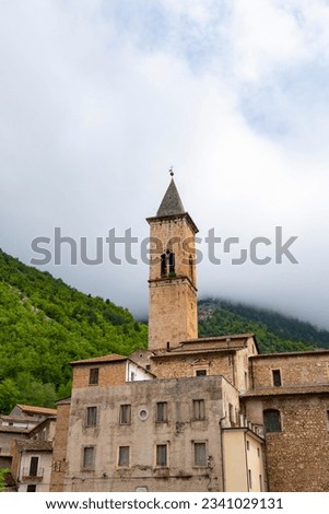 Bell Tower of Our Lady of Mercy Mother Church - Pacentro - Italy Stock photo © 