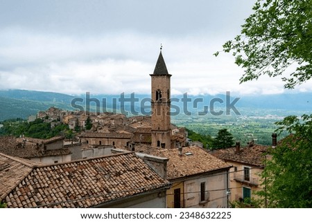 Bell Tower of Our Lady of Mercy Mother Church - Pacentro - Italy Stock photo © 