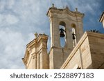 Bell tower of the Purgatory Rectory Church in Polignano a Mare, Italy. 